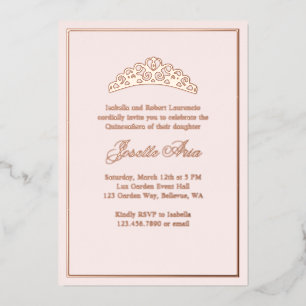 Formele Classic Luxe Blush Roze Quinceanera Folie Uitnodiging