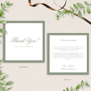 Formele Classic Sage Green Border Wedding Bedankt Notitiekaartje