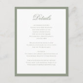 Formele Classic Sage Green Wedding Details Informatiekaartje (Voorkant)