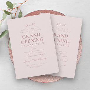 Formele Corporate Grand Opening Monogram Blush Roz Kaart