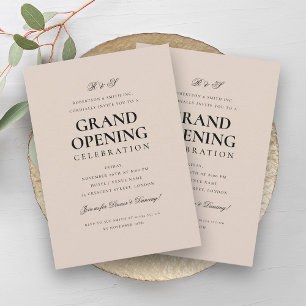 Formele Corporate Grand Opening Monogram Champagne Kaart