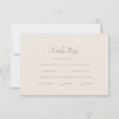 Formele Cream Dinner Options RSVP Kaartje (Voorkant)