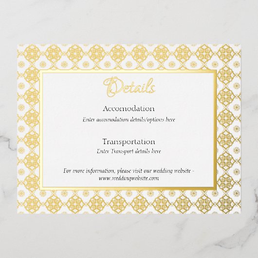 Formele details van de bruiloft met foliekaart bij folie uitnodiging briefkaart (Voorkant)