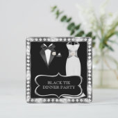 Formele Dinner Party White Black Stropdas Hollywoo Kaart (Staand voorkant)