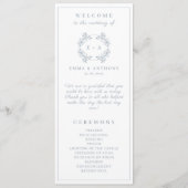Formele Dusty Blue Monogram bruiloft programma (Voorkant)