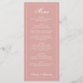 Formele Dusty Rose & Witte Rand Script Bruiloft Menu (Voorkant)