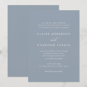 Formele Elegant Script Dusty Blue Wedding Kaart (Voorkant / Achterkant)