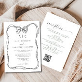 Formele Elegant Zwart-wit Bow Monogram QR Code Kaart