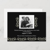 Formele Elegante Bloemen Bewaar de Datum Zwart Wit Aankondigingskaart (Voorkant / Achterkant)