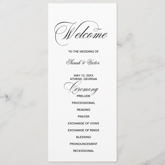 Formele Elegante dubbele zijprogrammakaart Programma (Voorkant)