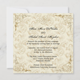 Formele Elegante Gouden Accent Floral Wedding Uitn Kaart