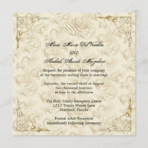 Formele Elegante Gouden Accent Floral Wedding Uitn Kaart