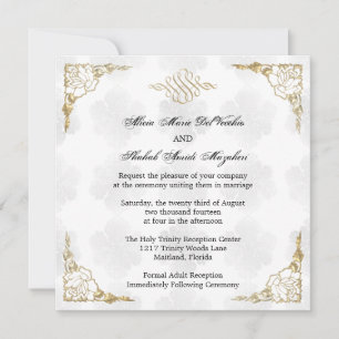 Formele Elegante Gouden Accent Floral Wedding Uitn Kaart