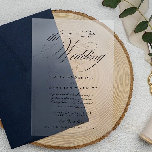 Formele Elegante Kalligrafie Tuxedo De Bruiloft Acryl Uitnodigingen