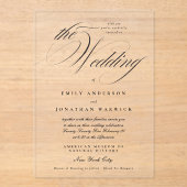 Formele Elegante Kalligrafie Tuxedo De Bruiloft Acryl Uitnodigingen (Voorkant)