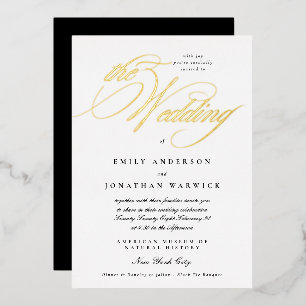 Formele Elegante Kalligrafie Tuxedo De Trouw Goud Folie Uitnodiging