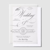 Formele Elegante Kalligrafie Zwart Stropdas Bruilo Vellum Uitnodigingen (Offset)