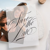 Formele Elegante Kalligrafie Zwart Stropdas Save T Vellum Uitnodigingen