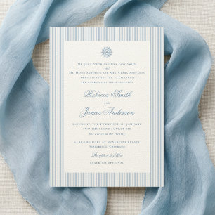 Formele Elegante Klassieke Blauwe Winter Huwelijk Kaart