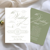 Formele Elegante Wijze Groene Bruiloft | Details T Kaart