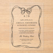 Formele Elegante Zwart-witte Boog Monogram Acryl Uitnodigingen (Voorkant)