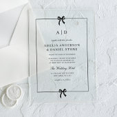 Formele Elegante Zwart-witte Boog Monogram Acryl Uitnodigingen