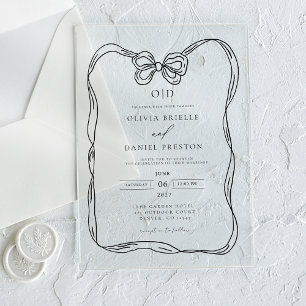 Formele Elegante Zwart-witte Boog Monogram Acryl Uitnodigingen