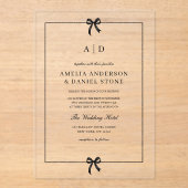 Formele Elegante Zwart-witte Boog Monogram Acryl Uitnodigingen (Voorkant)