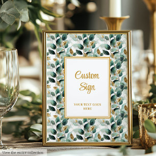 Formele Emerald Green Gold Greenery Wedding Custom Poster