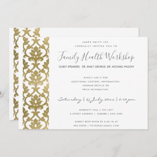 FORMELE FAUX GOLD WHITE DAMASK WORKSHOP EVAL KAART (Voorkant / Achterkant)