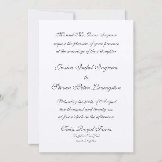 Formele flat bruiloft uitnodiging (Voorkant)