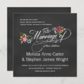 Formele Floral Chalkboard Wedding Invitations Kaart (Voorkant / Achterkant)