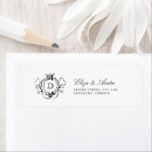 Formele Floral Crest Monogram retour adreslabels Etiket (Insitu)