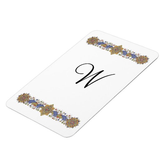 Formele Floral met Gold Custom Monogram Magnet Magneet (Linkerzijde)
