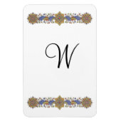 Formele Floral met Gold Custom Monogram Magnet Magneet (Verticaal)