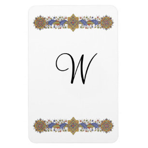 Formele Floral met Gold Custom Monogram Magnet Magneet