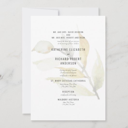 Formele gedempte sloop beide ouders uitnodiging (Voorkant)