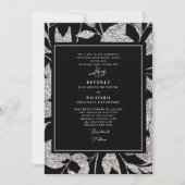 Formele Glamoureus Black & Silver Wedding Kaart (Voorkant)