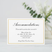 Formele Gold Border Wedding Accommodations Informatiekaartje (Staand voorkant)