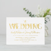 Formele Gold Floral Letters Wedding Folie Uitnodiging (Staand Voorkant)