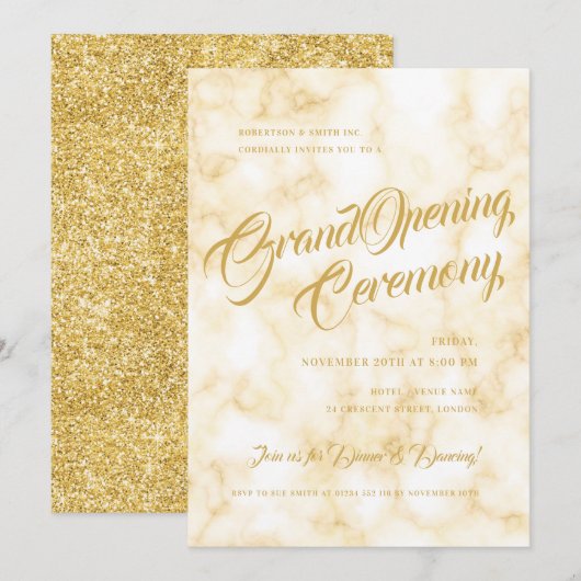 Formele Gold Marble Corporate Grand Opening Kaart (Voorkant / Achterkant)