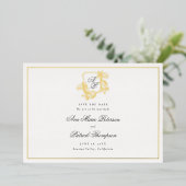 Formele Gold Wild Rozen Crest Wedding Save the Dat Folie Uitnodiging (Staand Voorkant)