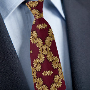 Formele gouden en robijn patroon das