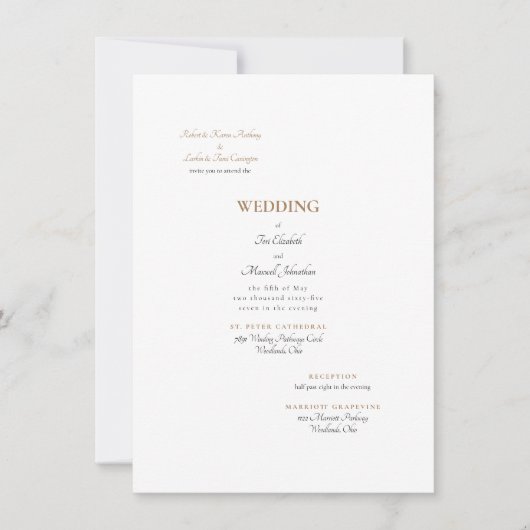 Formele gouden en witte trouwceremonie voor beide kaart (Voorkant)