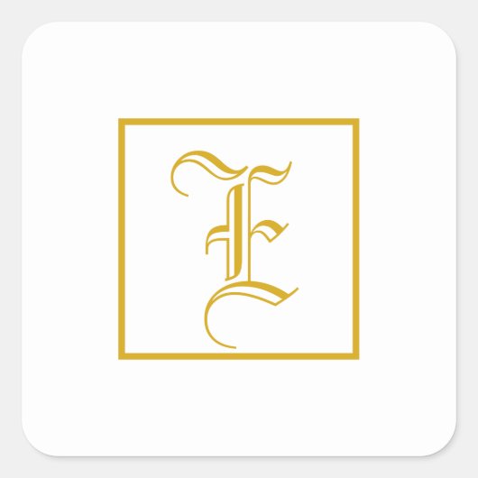 Formele Gouden Witte Monogram Vierkante Sticker (Voorkant)