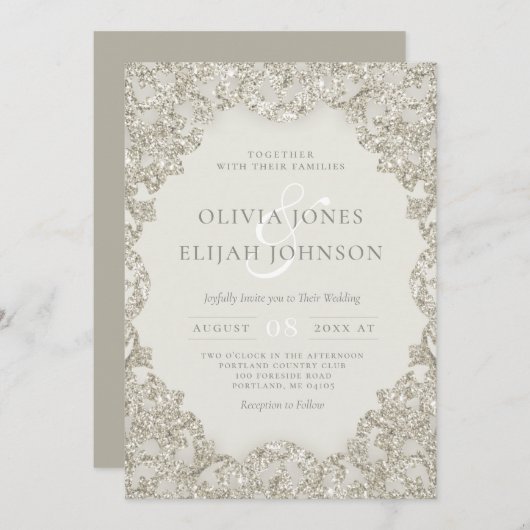 Formele goudsparkle  legance Wedding Kaart (Voorkant / Achterkant)