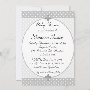 Formele Gray Polka Dots Baby shower Uitnodiging