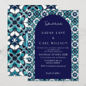 Formele Groovy Spaanse Tegels Elegantie Trouw Blis Kaart (Voorkant / Achterkant)