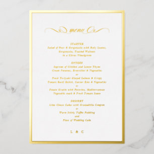 Formele kalligrafie Gold Foil Lijst Wedding Menu Folie Uitnodiging
