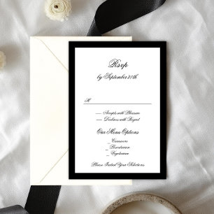 Formele kalligrafie zwart ingelijst klassieke brui RSVP kaartje